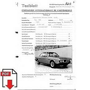 Fiche d'homologation FIA 1973 BMW 3.0 CSL PDF  tlcharger